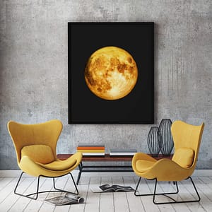 gouden maan - abstracte poster en canvas print
