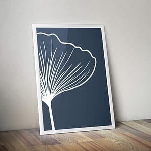 Donkerblauw botanische poster en print
