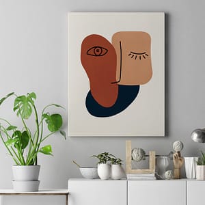 Abstracte vormen met een gezicht poster en print