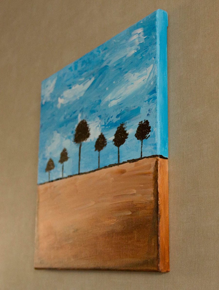 abstract schilderij bomen landschap