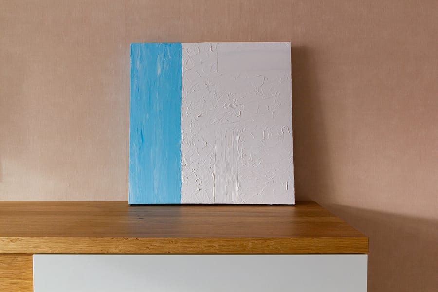 Wit en blauw abstract schilderij