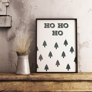 Ho Ho Ho Kerst poster - Scandinavische muurdecoratie