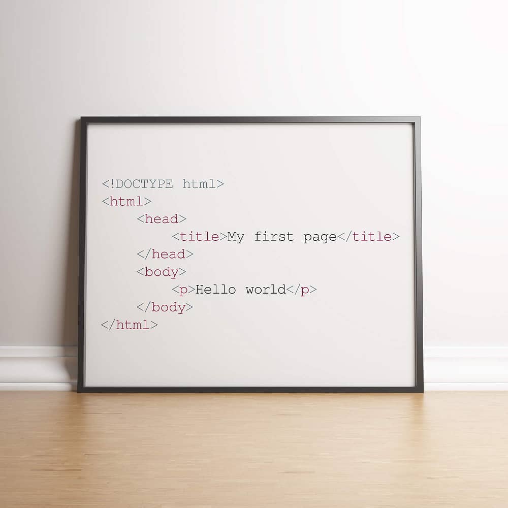 abstracte en moderne poster en print met html code - origineel cadeau voor vaderdag