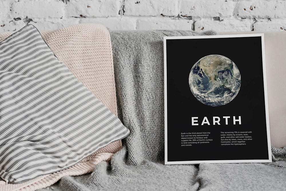 Aarde minimalistische astronomie poster en print - origineel cadeau voor vaderdag