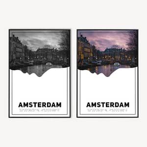 Amsterdam Poster met Coordinaten