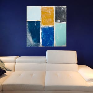 Grungy Blue Abstract Schilderij