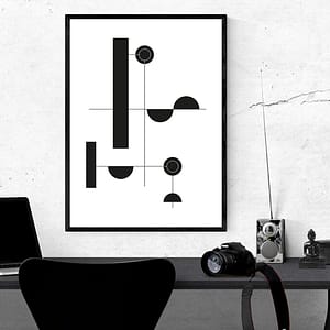 Abstracte Zwart Wit Geometrie Poster - Geometrische Wanddecoratie