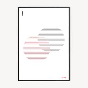 Abstracte Minimalistische Cirkels Poster in rood en zwart