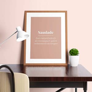 Saudade - Roze Typografie Poster en Print