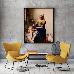 Surrealistisch Melkmeisje van Johannes Vermeer - Surrealistische poster en print