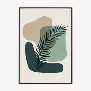 Scandinavische Botanische Poster en Canvas Print met abstracte vormen en een takje