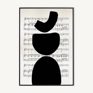 Abstracte zwart-wit muziek poster