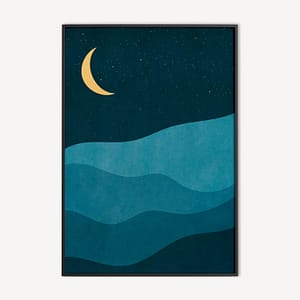 Nacht in de Bergen Poster en Canvas Print