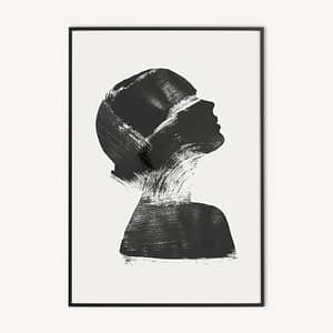 Elegante minimalistische poster met het silhouet van een vrouw