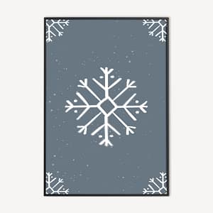 Blauwe Kerst Poster met Sneeuwvlokken