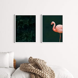 Flamingo en Botanische Poster Set van 2