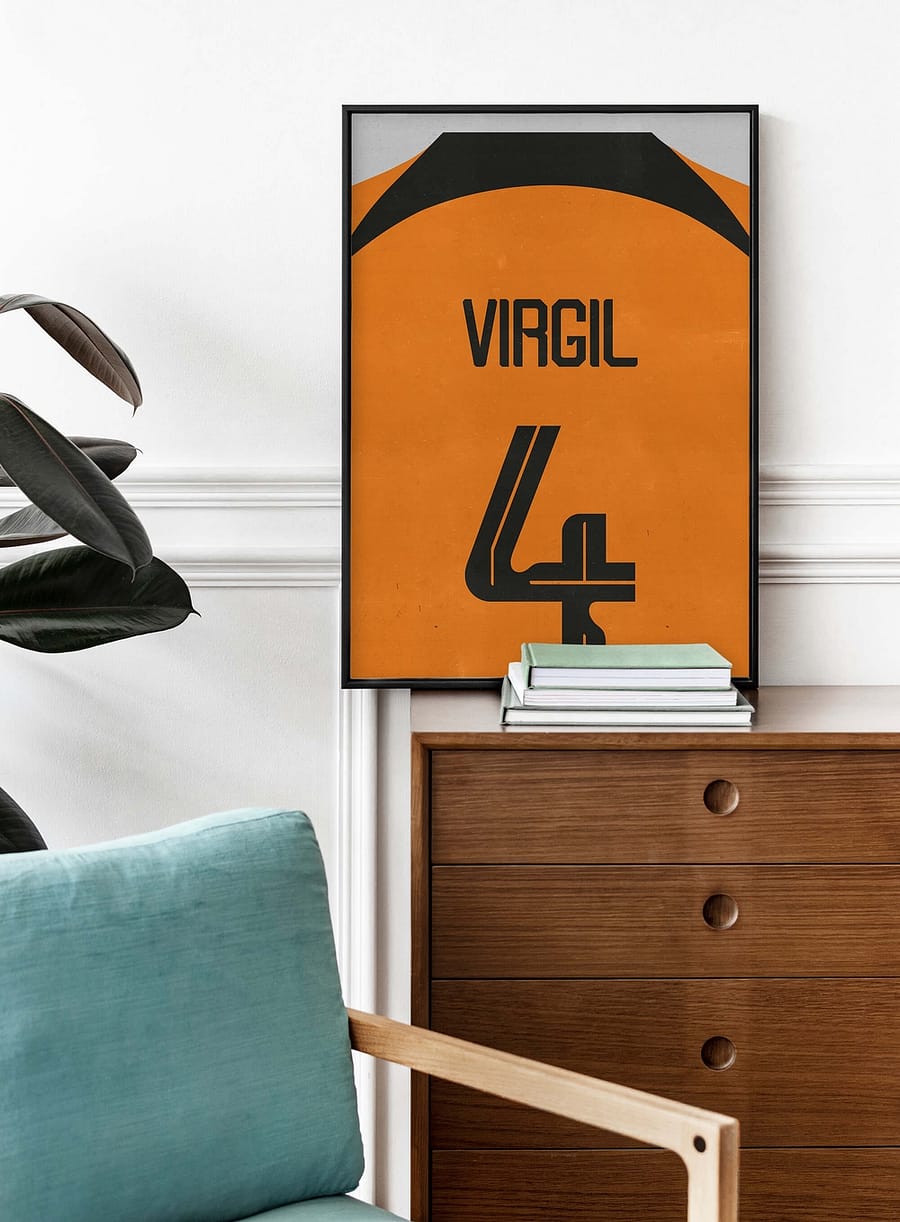 Virgil van dijk voetbalshirt poster en print