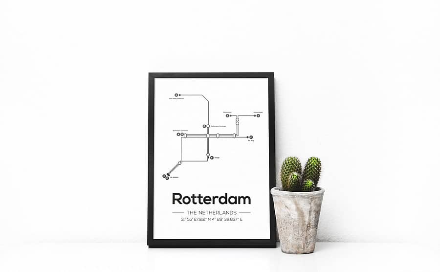 Rotterdam Metrolijnen Poster - Scandinavische Muurdecoratie