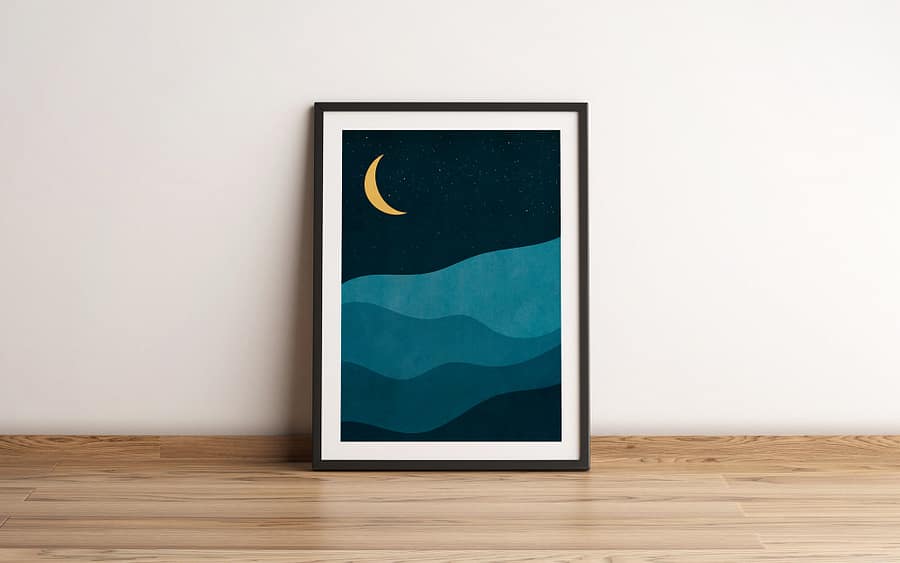 Nighttime in the mountains - abstracte poster en canvas print