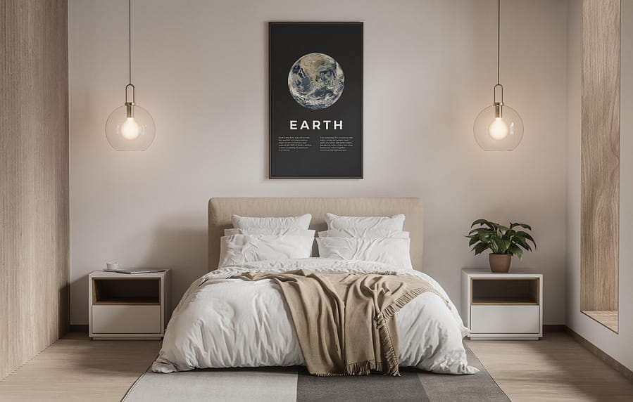 minimalistische poster en print van de aarde