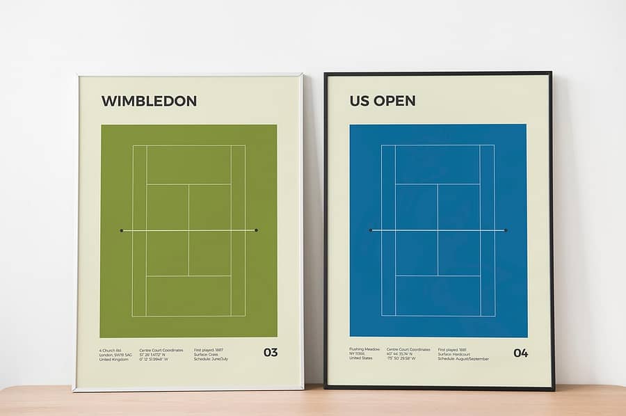 tennis posters Wimbledon en US Open - Grand Slam poster serie van MDRN HOME