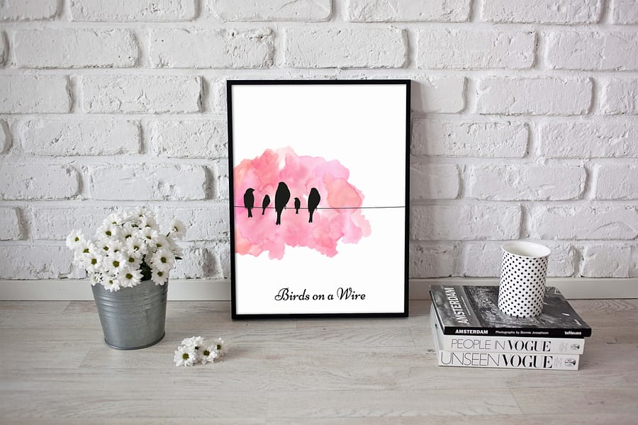 Birds on Wire Poster (Roze)