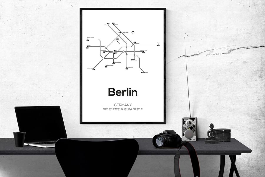 Berlijn metro lijnen kaart moderne poster