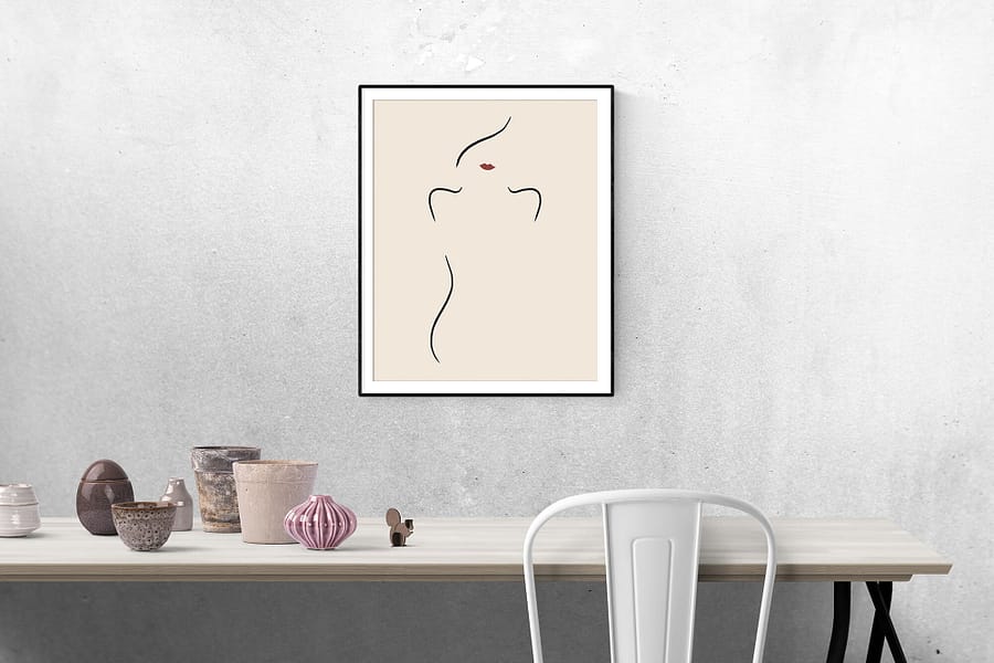 Vrouw met Rode Lippen - Abstracte Poster