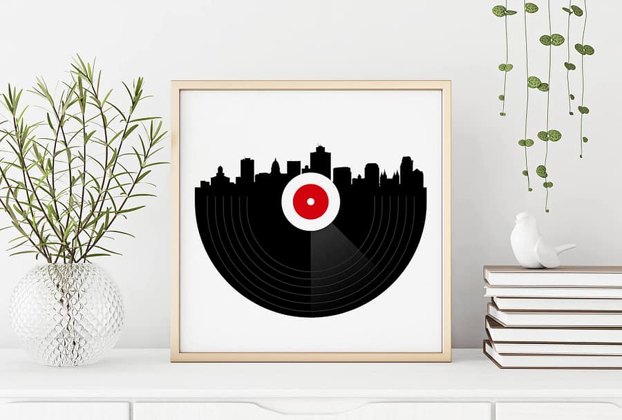 vinyl city poster en print - muziek wanddecoratie
