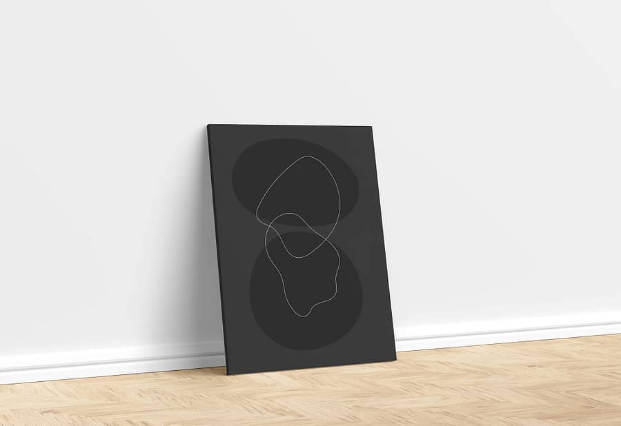 Minimalistische zwart wit poster met abstracte vormen