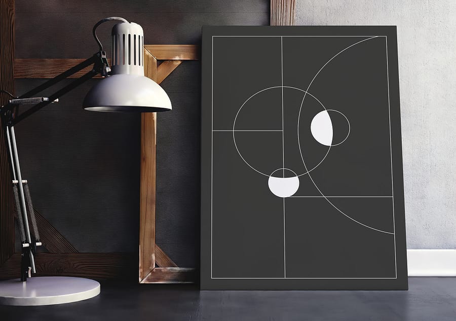 Zwart-Wit geometrische minimalistische poster en print - Scandinavische Wanddecoratie