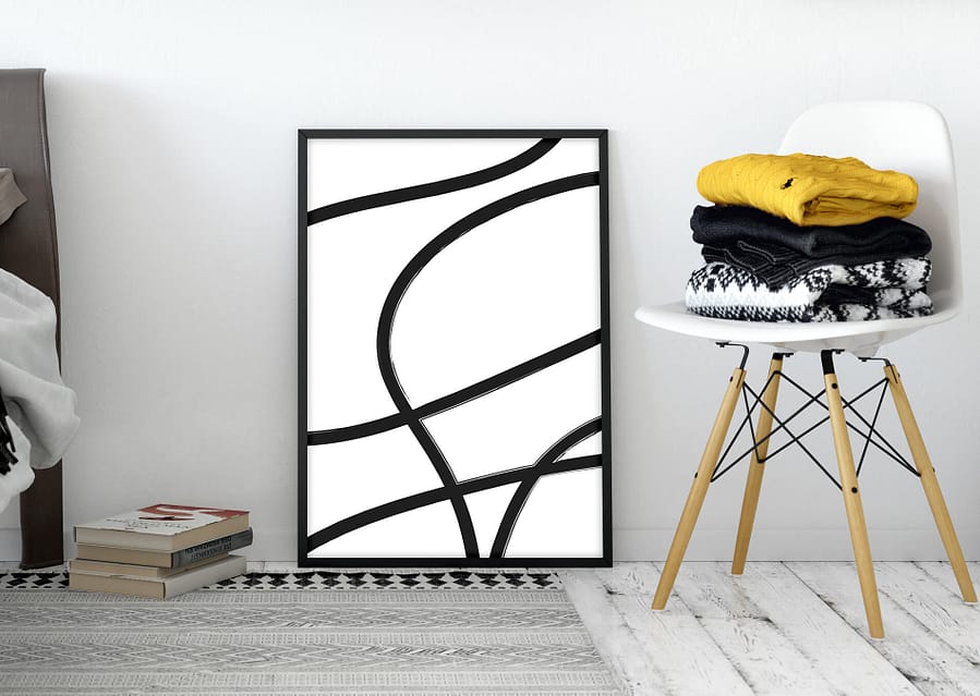 Abstracte poster en canvas print met zwarte lijnen