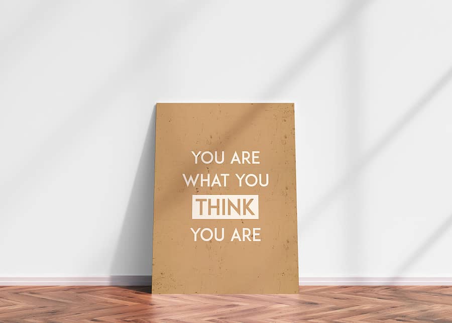 you are what you think you are - typografische poster en canvas print
