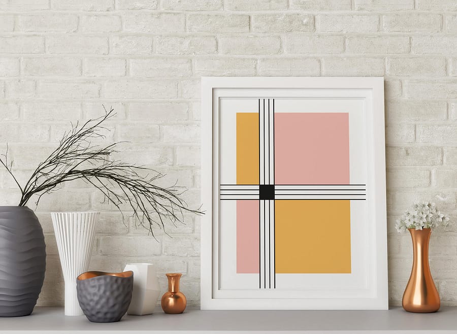 stripes and squares Geometrische poster - Abstracte Wanddecoratie