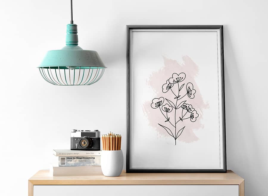 Roze Botanische Poster en Canvas Print