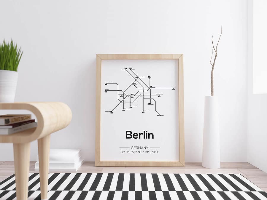 Berlijn metro lijnen kaart moderne poster