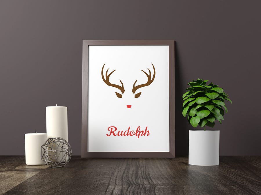 Rudolph Minimalistische Kerstposter - Scandinavische Wanddecoratie