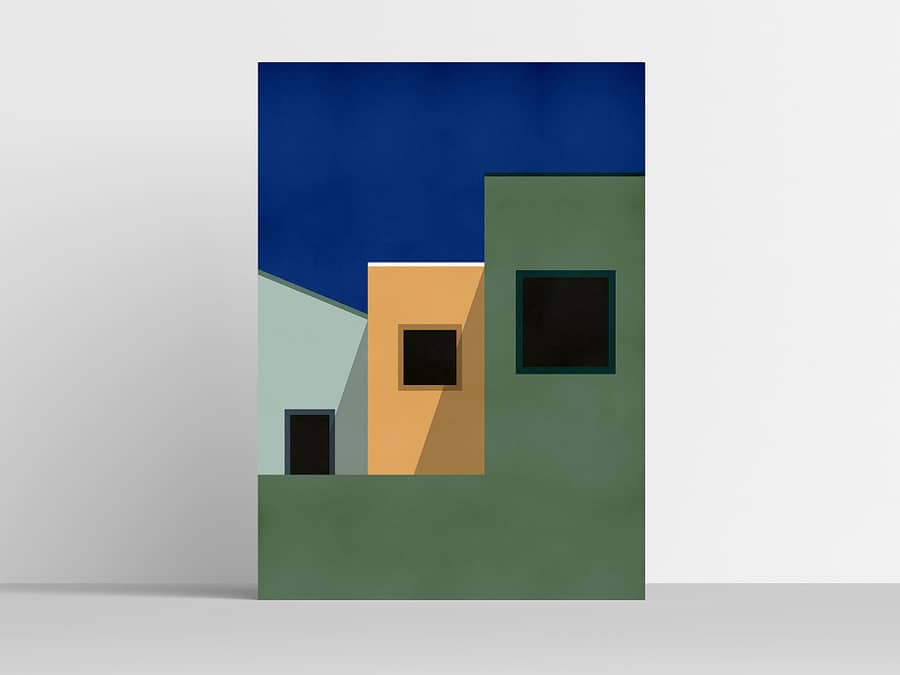 Drie Huizen - Abstracte Wanddecoratie