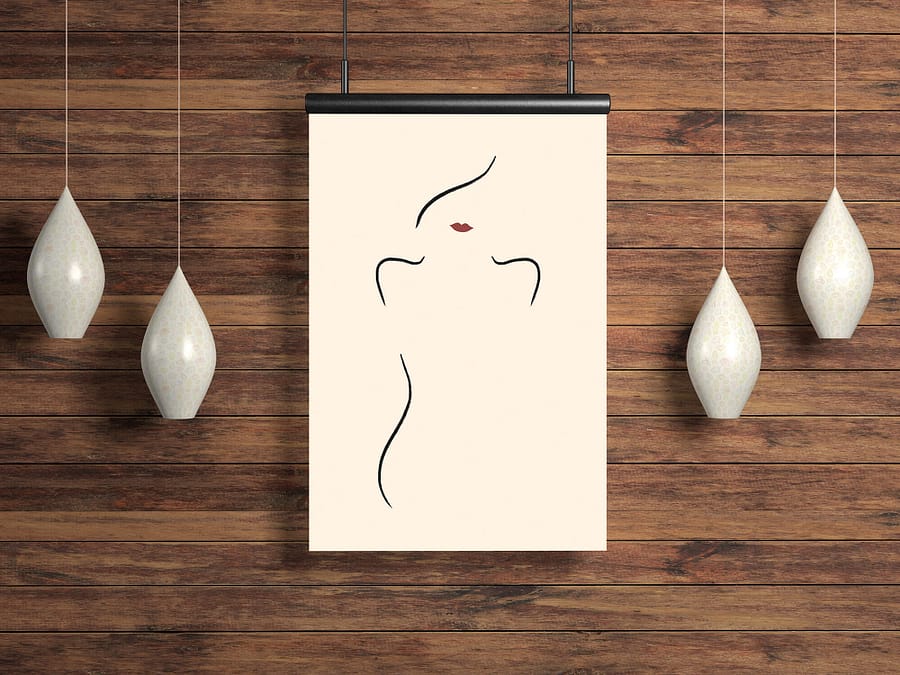 Abstracte Poster van Vrouw met Rode Lippen
