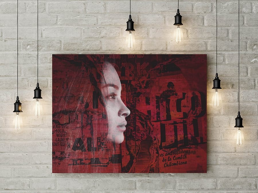 surrealistische collage poster en canvas print met meisje