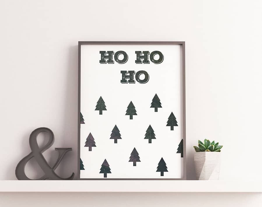 Ho Ho Ho Kerst poster - Scandinavische muurdecoratie