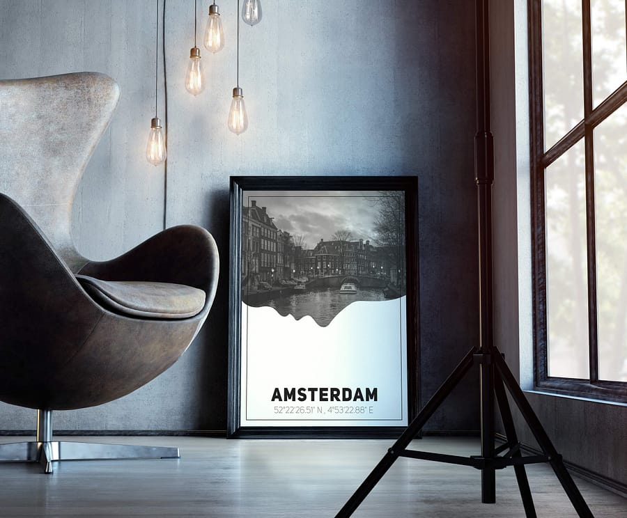 Amsterdamse Grachten Silhouette Poster