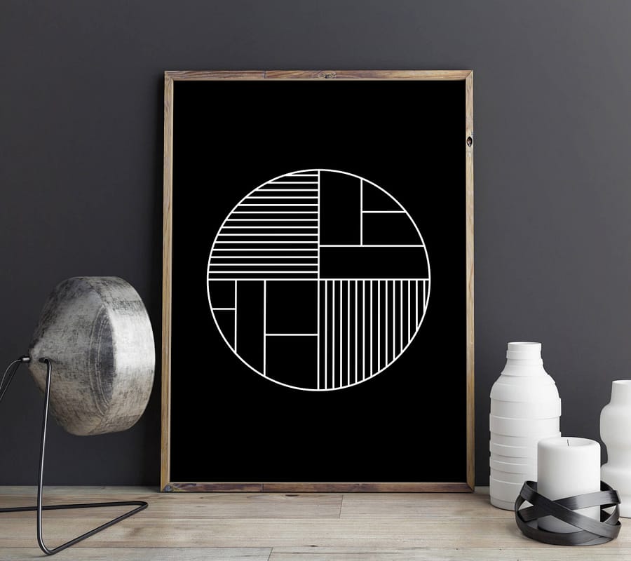 Zwarte Scandinavische geometrische cirkel poster