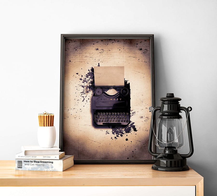 Vintage Poster en Canvas Print met Typemachine