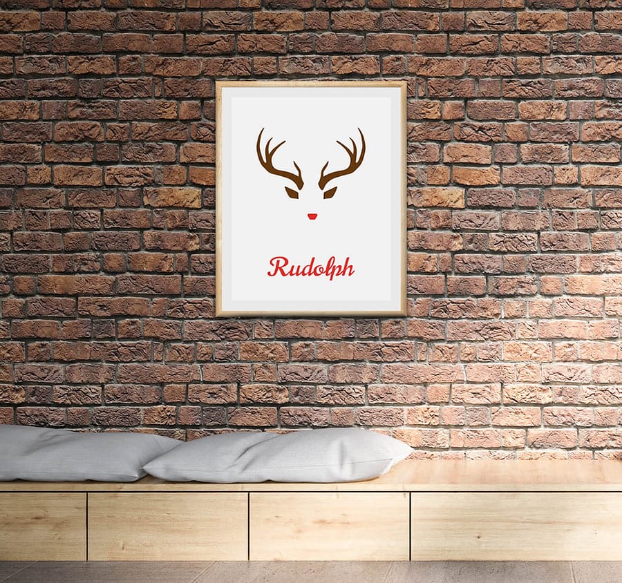 Rudolph Minimalistische Kerstposter - Scandinavische Wanddecoratie