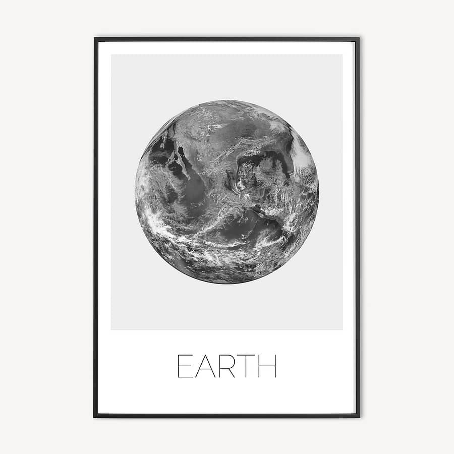 Aarde Zwart Wit Poster en Canvas Print