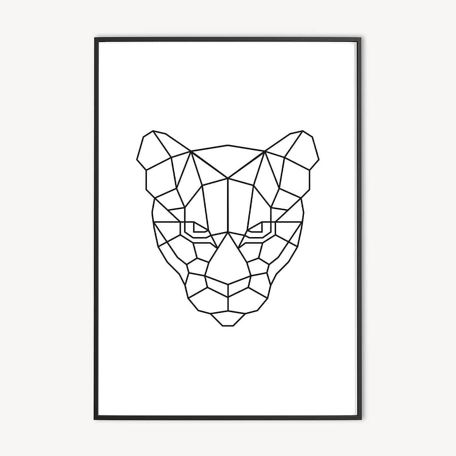 Geometrische Tijger Poster in Zwart-Wit