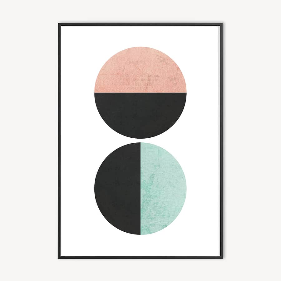 Poster met Abstracte Cirkels in Mint en Roze