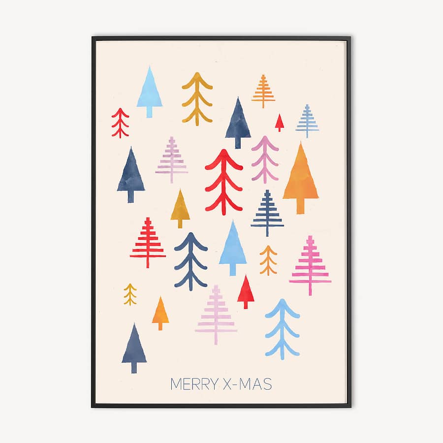 Colorful Trees - Scandinavische kerstposter