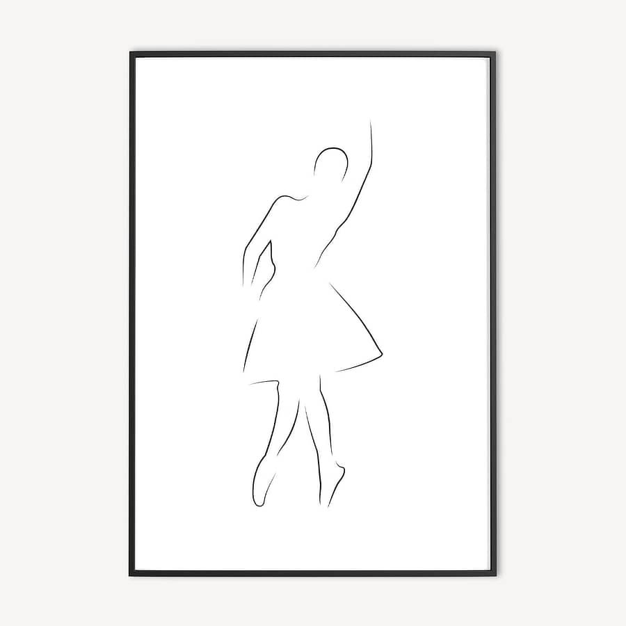 Ballerina Line Art Poster - Muurdecoratie